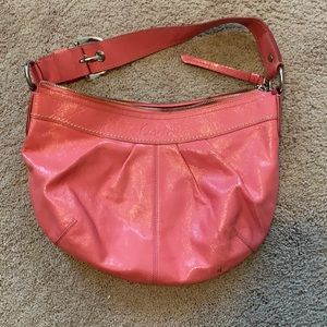 Leather bright pink coach purse